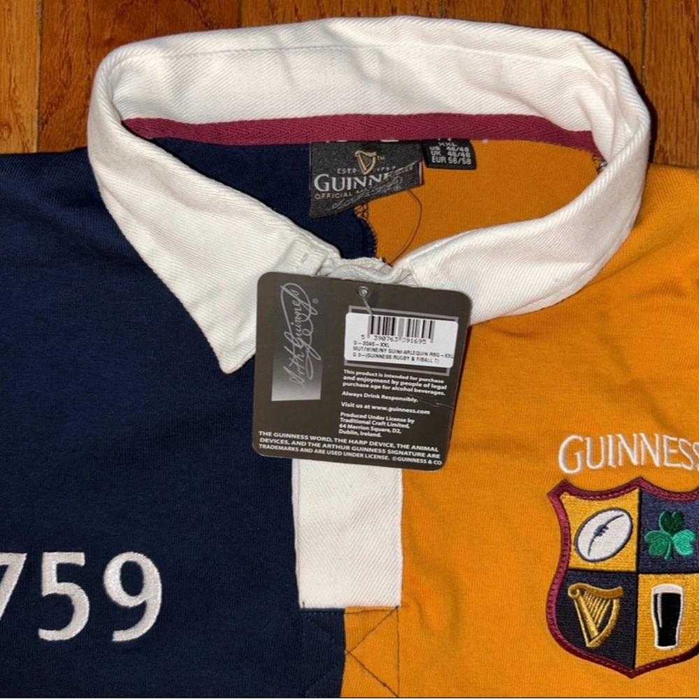 Guinness Beer 1759 Long Sleeve Polo Shirt Size 2XL NEW - Picture 2 of 2